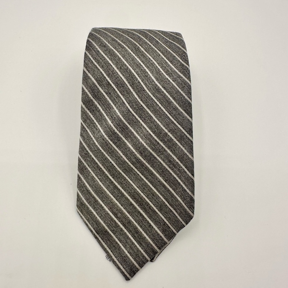 Club Monaco Charcoal and White Striped Tie